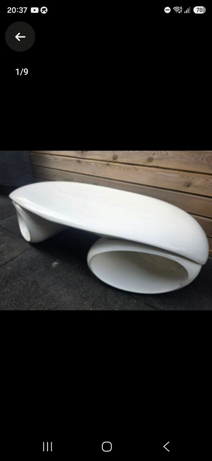 Unieke Witte Design Salontafel - Gebogen Vorm, Ophalen, Kunststof, Gebruikt, 100 tot 150 cm