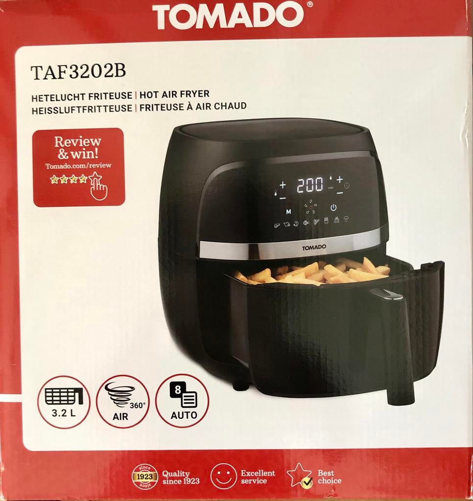 Tomado TAF3202B Hetelucht Friteuse, Witgoed en Apparatuur, Ophalen of Verzenden, Nieuw, Airfryer, 1500 gram of meer