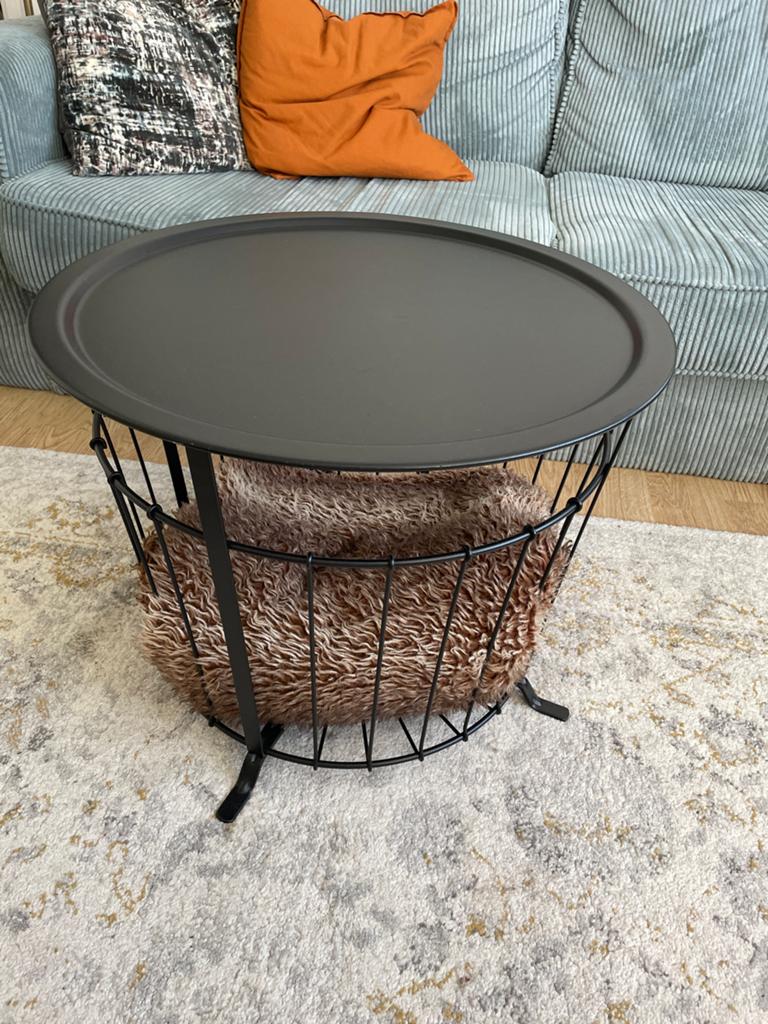 Ikea GUALOV salontafel bijzettafel zwart, Ophalen, Gebruikt, Rond, 50 tot 100 cm
