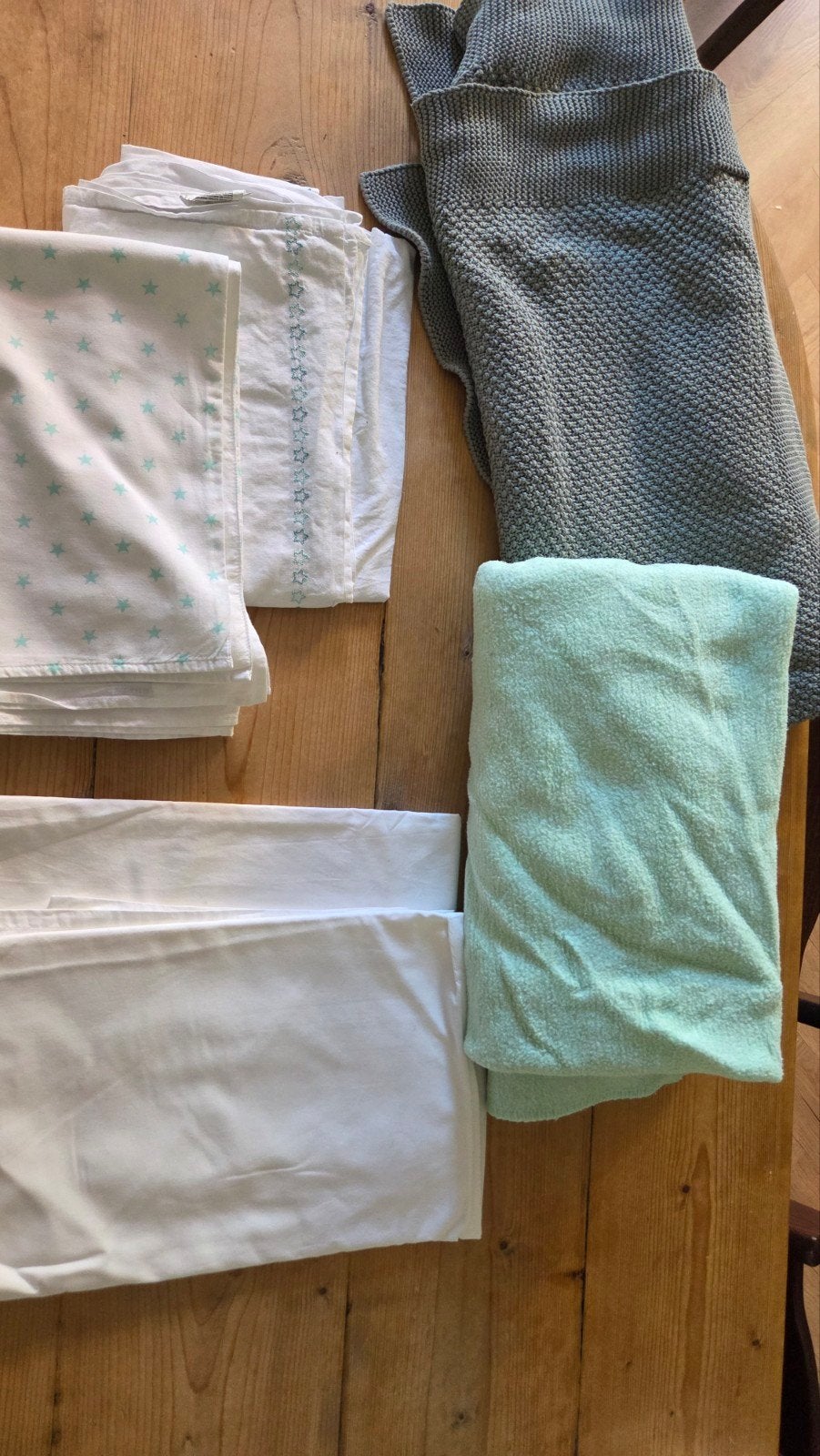 Babylakens, onderlaken, bovenlaken en 2 dekens, Gebruikt, Beddengoedset, Ophalen of Verzenden, Hema