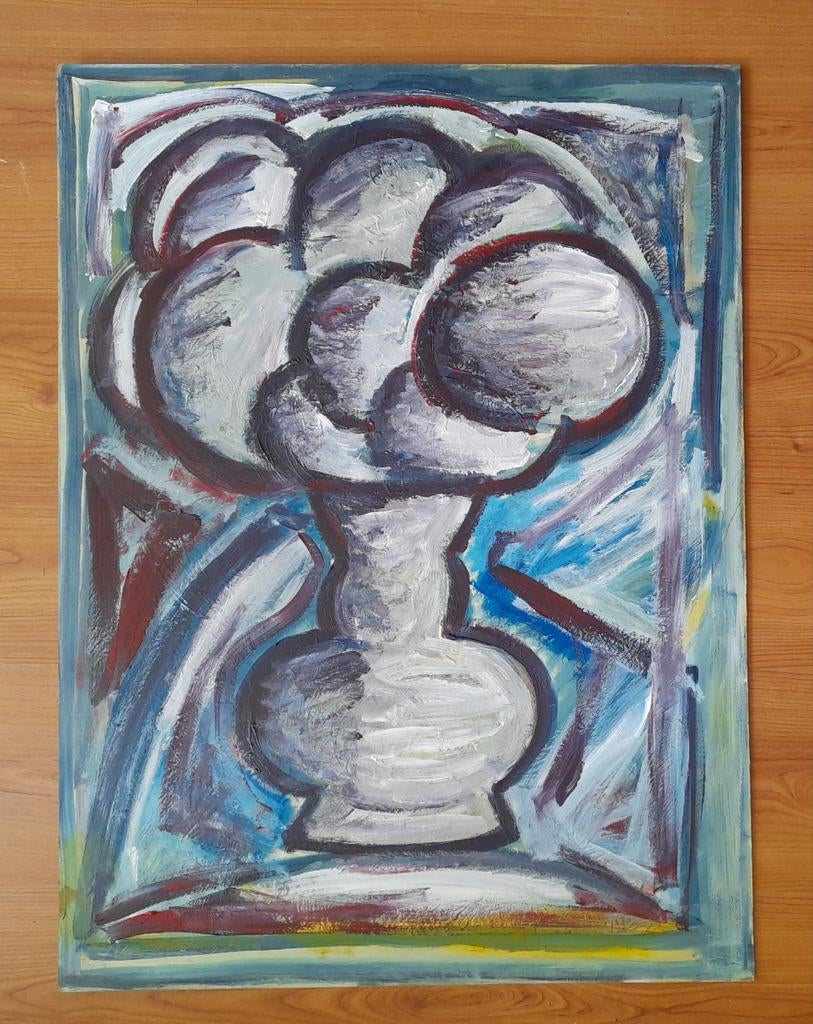 Vaas bloemen schilderij beeld, Ophalen of Verzenden