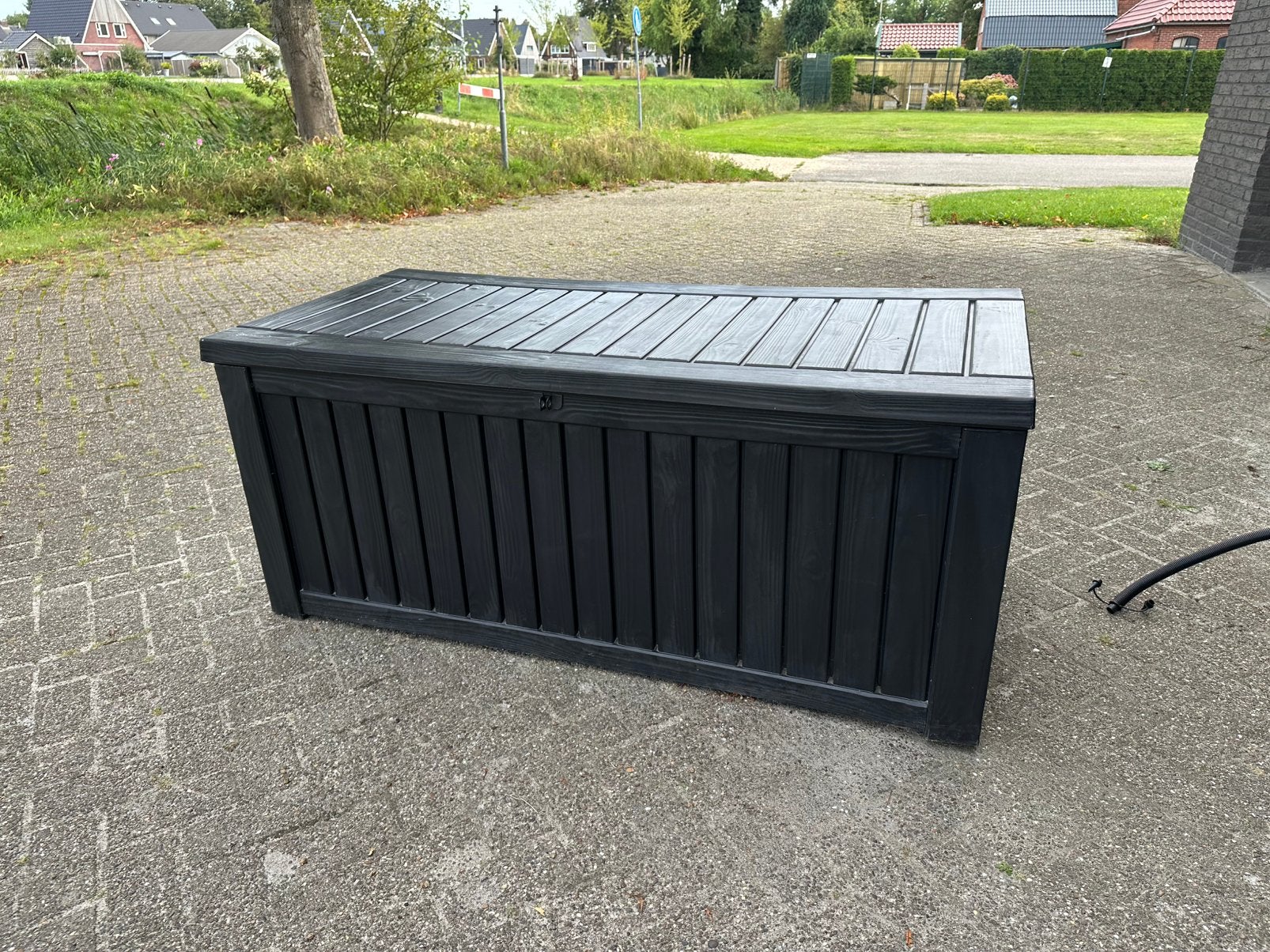 Keter Houtlook opbergbox Grijs 570L - 155x72,4x64,, Tuin en Terras, Ophalen, Zo goed als nieuw, Kunststof, Overige typen