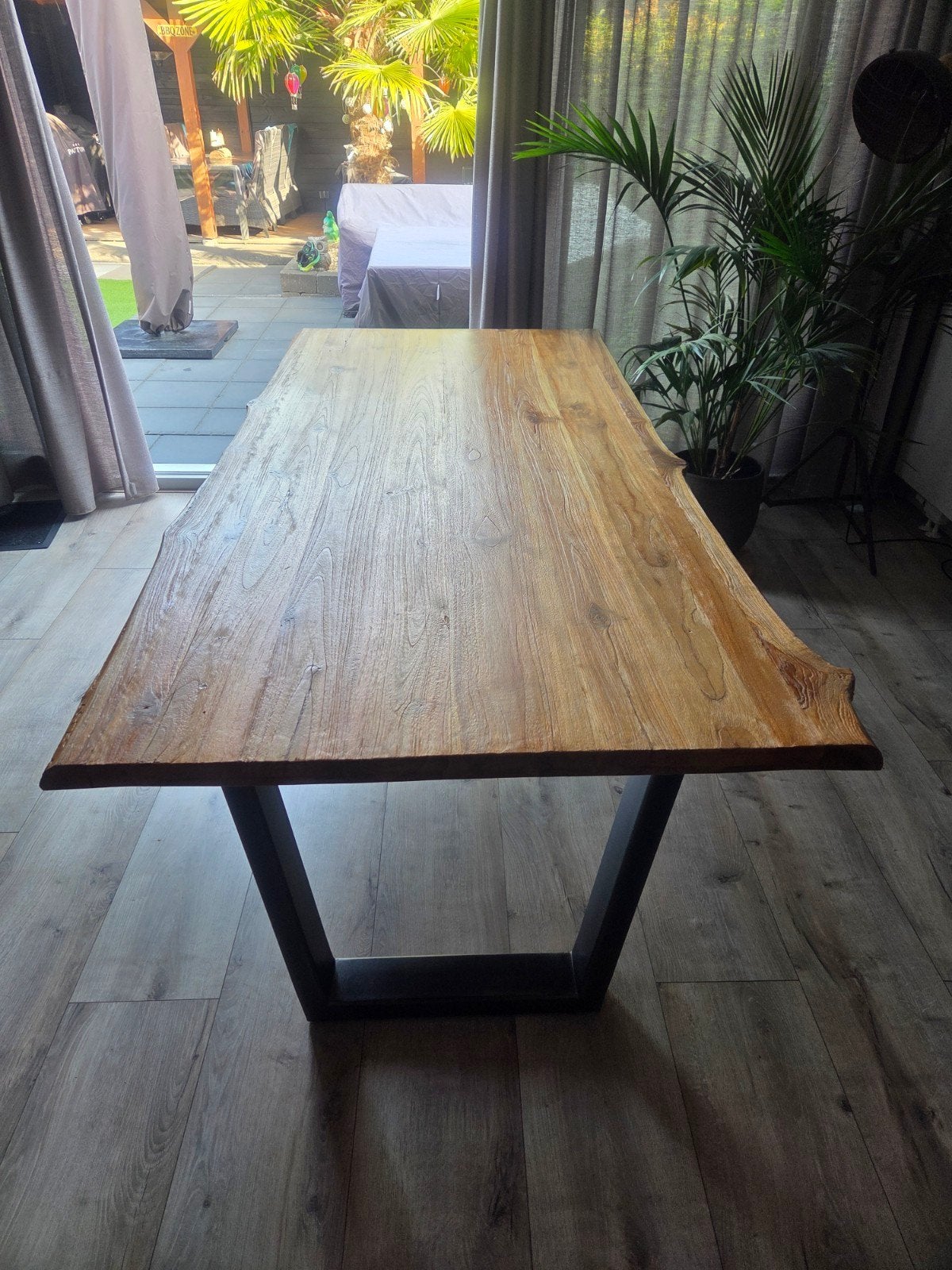 Teakhouten industriële eettafel Albero - Pronto Wonen, Ophalen, Gebruikt, 200 cm of meer, Vijf personen of meer