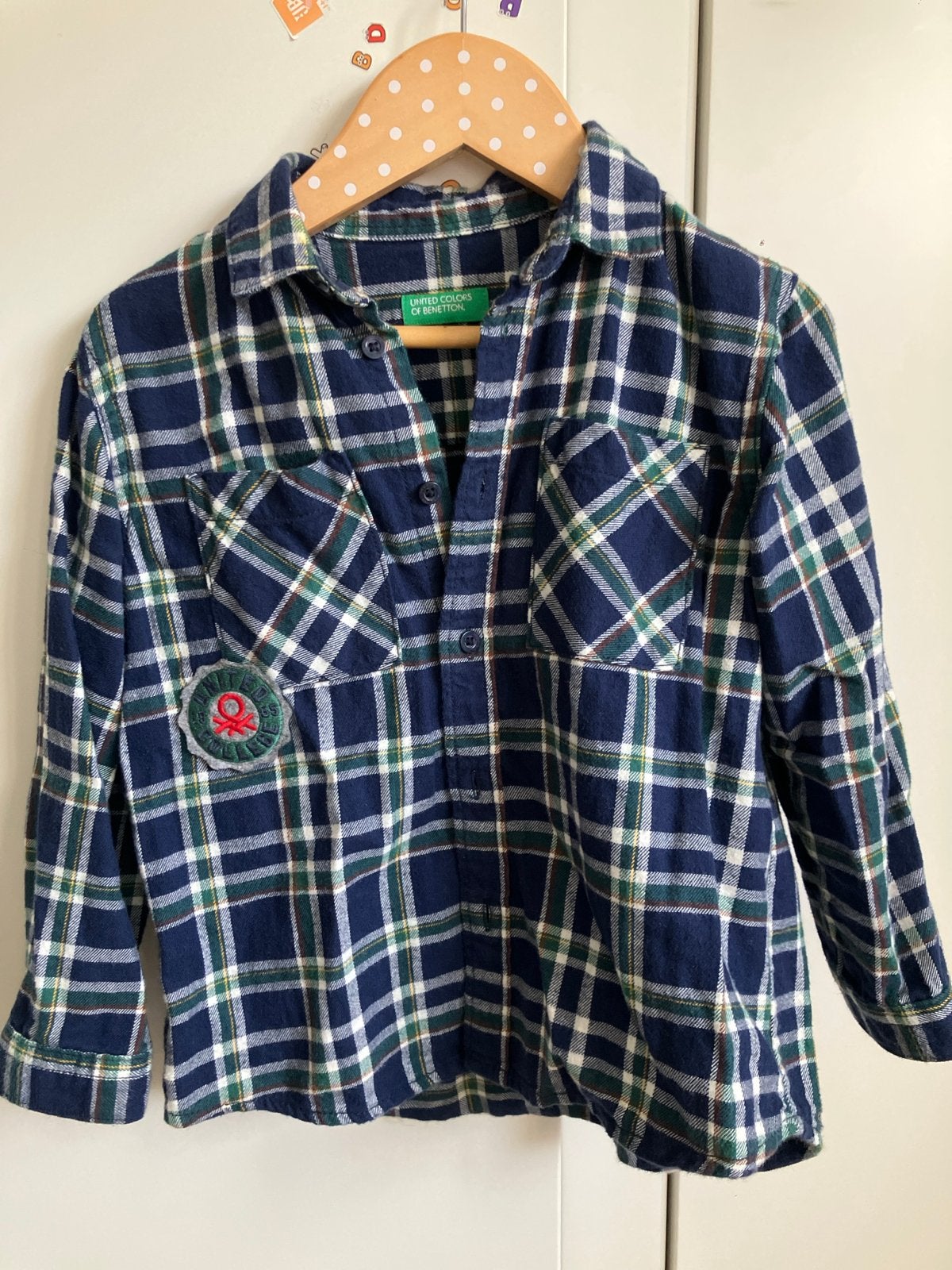 United Colors of Benetton geruit overhemd maat 104, Ophalen of Verzenden, Gebruikt, Jongen of Meisje, Overhemd of Blouse