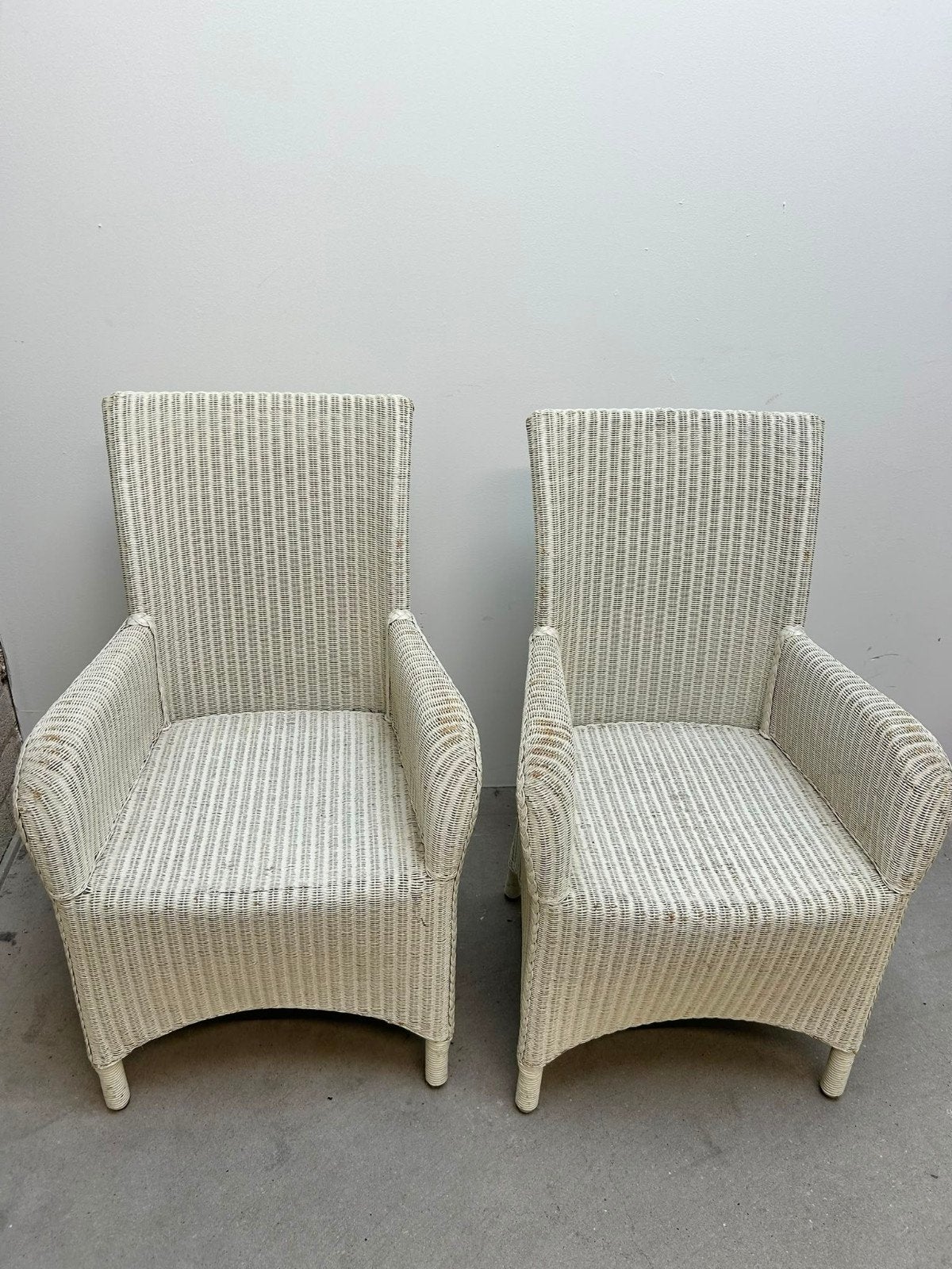 Set van 4 rieten stoelen - Zo goed als nieuw, Wit, Ophalen of Verzenden, Zo goed als nieuw, Vier