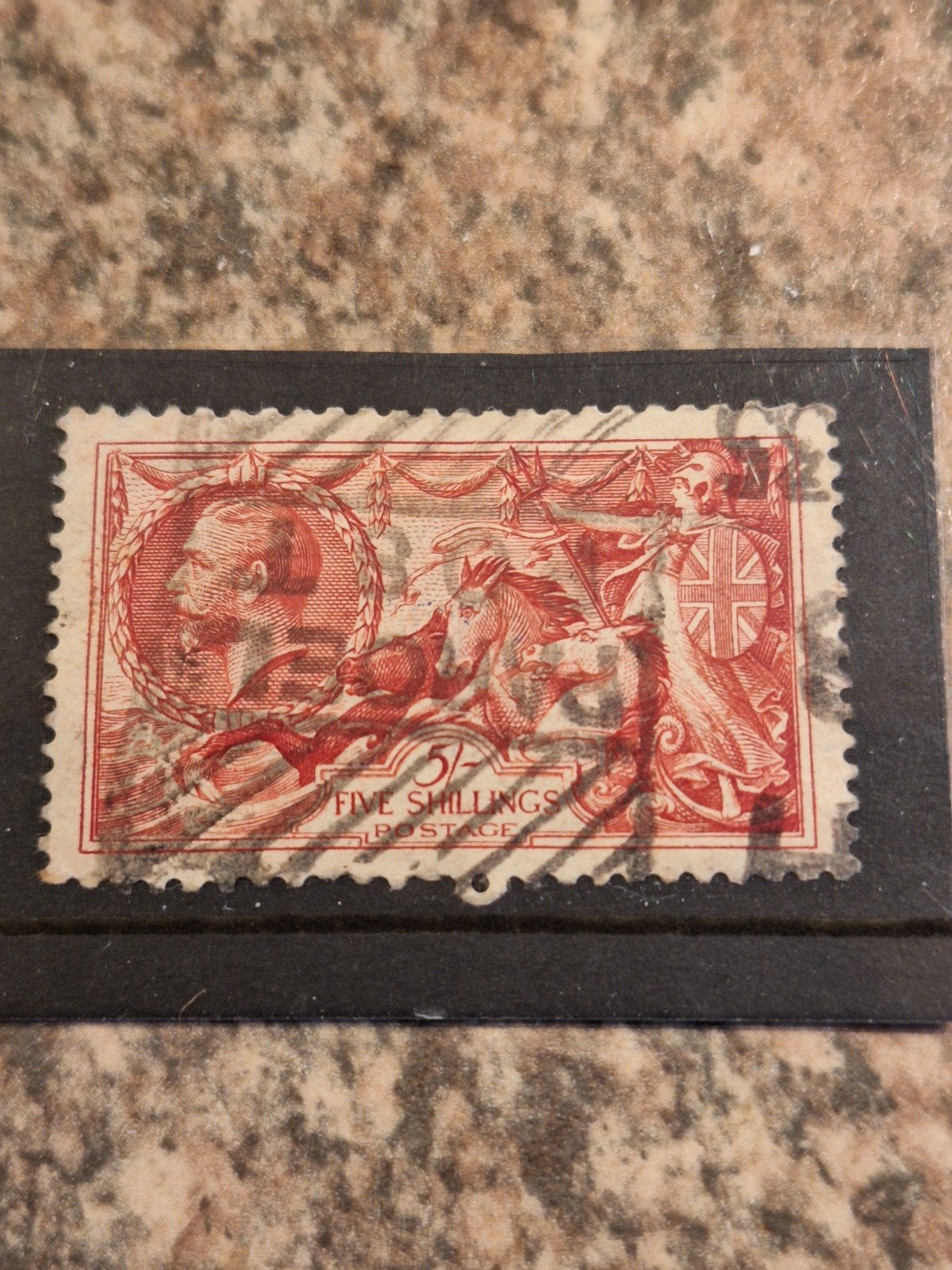 Engeland 1934 5 sh karmijn mi 187 wm 14, Ophalen of Verzenden