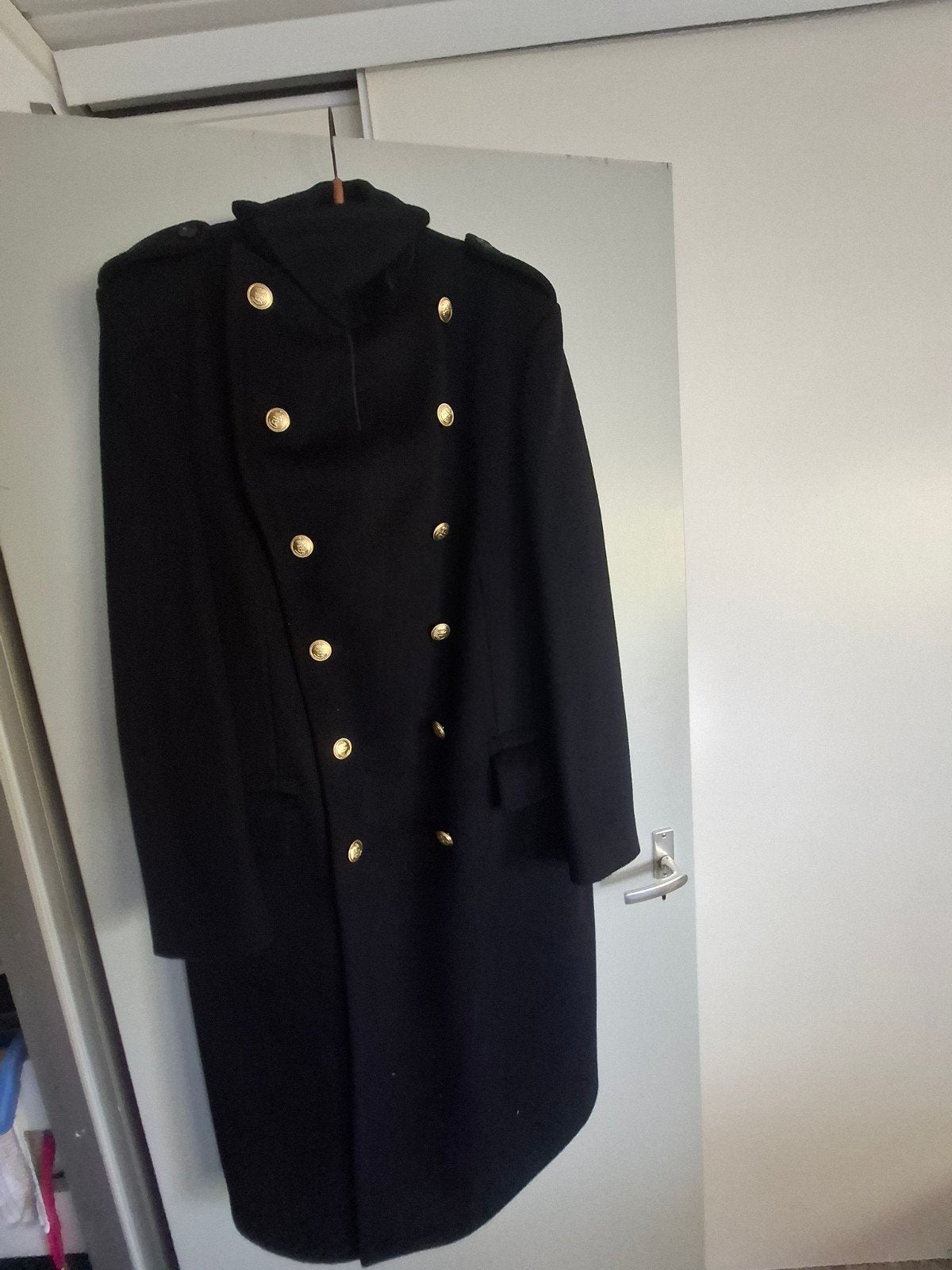 Zwarte militaire overjas 100% wol, maat 50, Kleding | Heren, Maat 52/54 (L), Zwart, Ophalen of Verzenden, Zo goed als nieuw