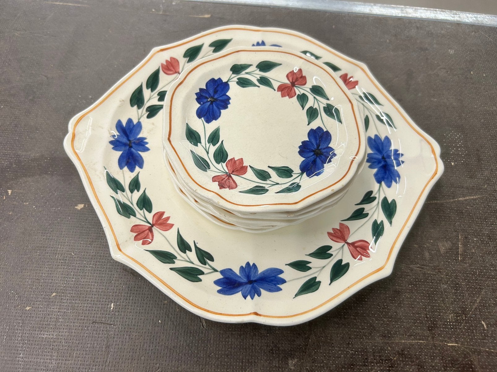 Boerenbont design 418 gebaksschaal en bordjes set, Ophalen of Verzenden