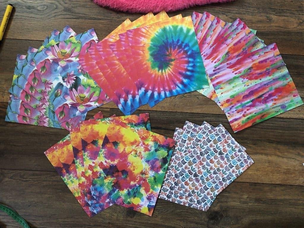 Kleurrijk Origami vouwpapier / scrapbook papier | tie dye, Nieuw, Meerkleurig, Ophalen of Verzenden, Papier of Karton