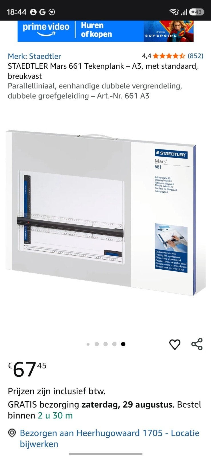 Staedtler Mars A3 Tekenbord, Ophalen, Boiler, Minder dan 20 liter, Minder dan 3 jaar oud