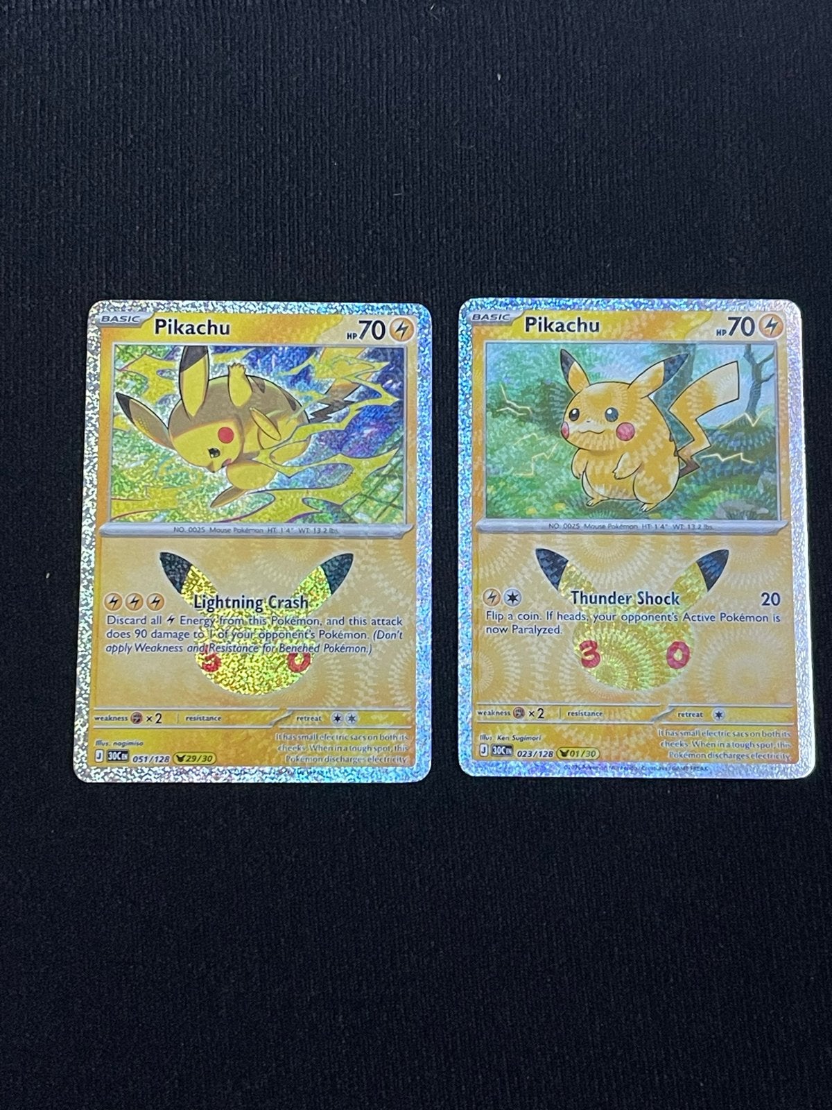 Pikachu 051/128 en pikachu 023/128 celbrations, Ophalen of Verzenden, Zo goed als nieuw, Losse kaart, Foil