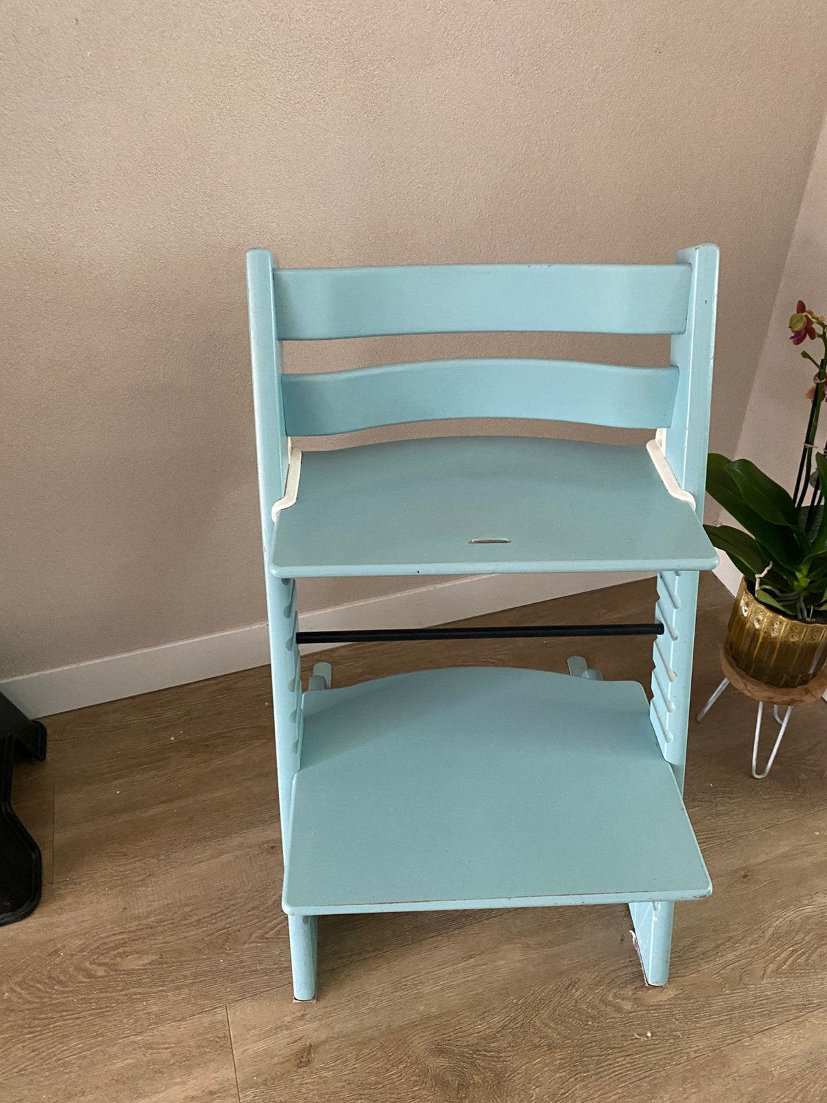 Tripp trapp stoel blauw, Kinderen en Baby's, Ophalen, Gebruikt, Meegroeistoel