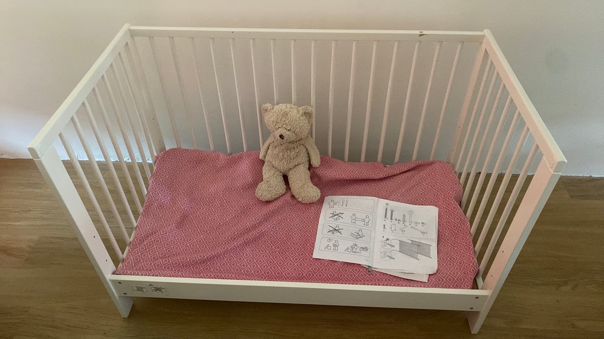 IKEA Gulliver ledikant - Wit, Ophalen, Gebruikt, Lattenbodem, Minder dan 140 cm