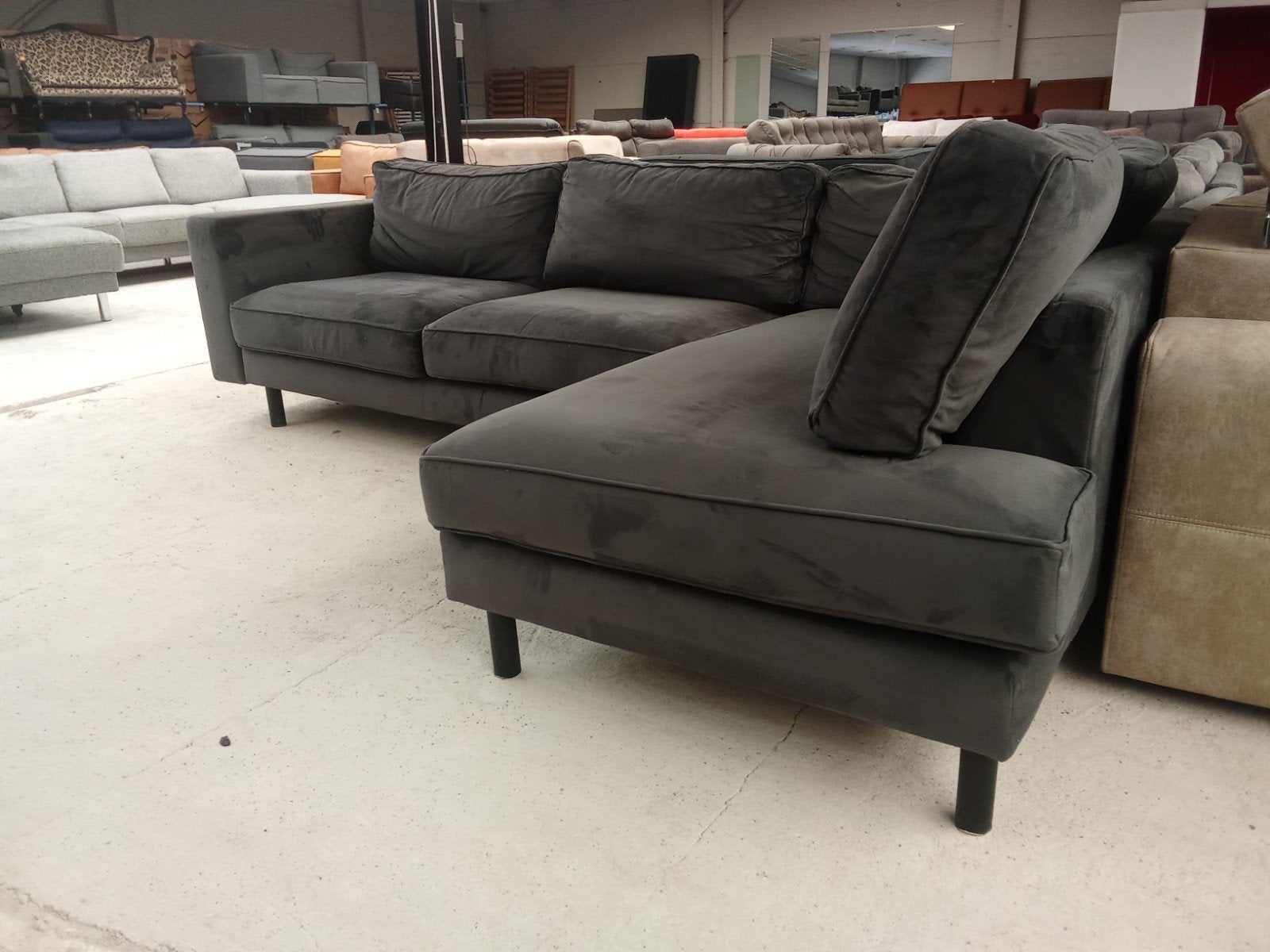 Velvet - velours hoekbank 270x180cm - gereinigd, 250 tot 300 cm, ., Hoekbank, Ophalen of Verzenden