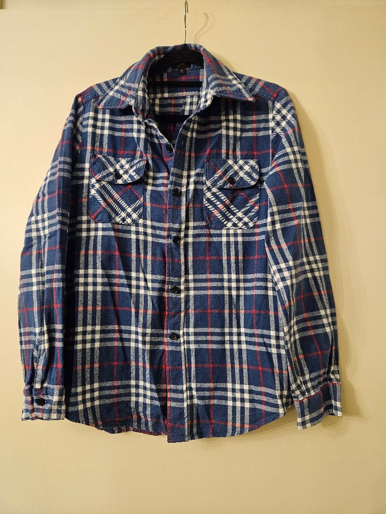 POP England geruit overhemd blauw-rood-wit mt XS/S, Blauw, Halswijdte 38 (S) of kleiner, Ophalen of Verzenden, Zo goed als nieuw