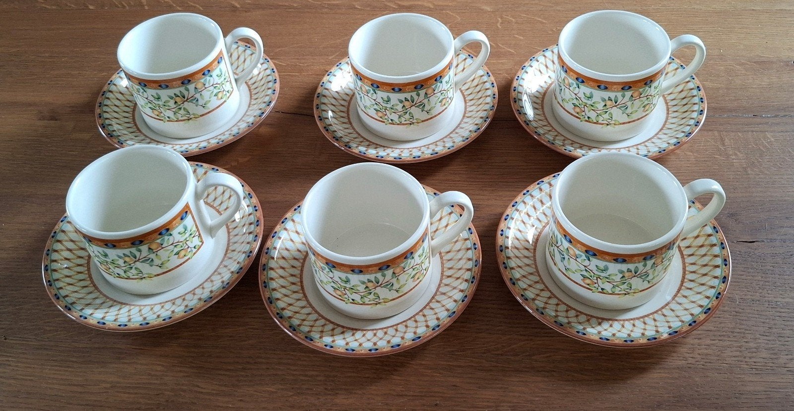 6 kop en schotels Johnson Brothers Lemon Tree servies, Antiek en Kunst, Ophalen