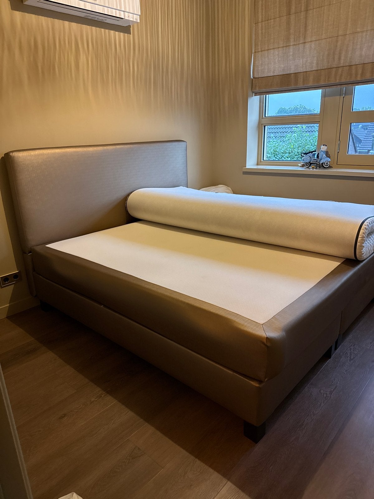 Ikea Dunvik boxspring 180x200 cm - Prachtig bekleed, Ophalen, Gebruikt, Tweepersoons, 180 cm