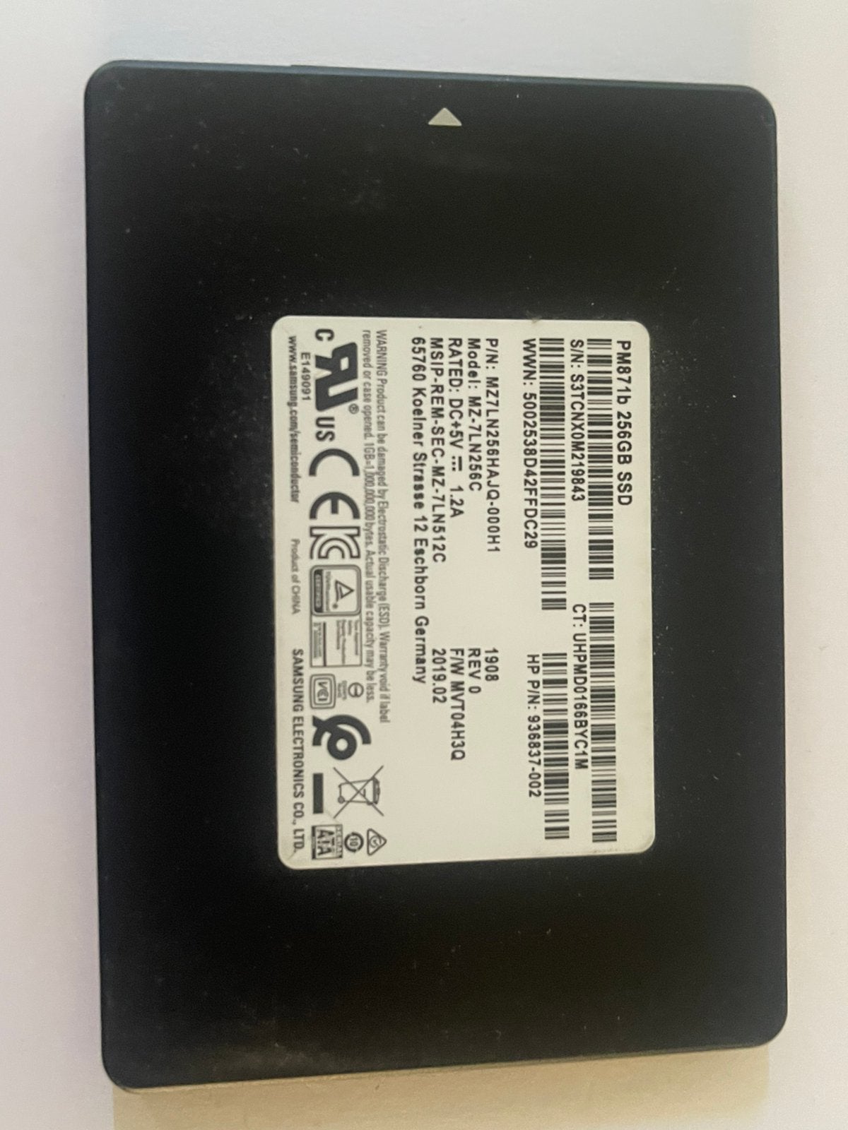 Samsung PM871b 256GB SSD – 2,5 inch SATA, Computers en Software, Harde schijven, Ophalen of Verzenden, Zo goed als nieuw, Laptop