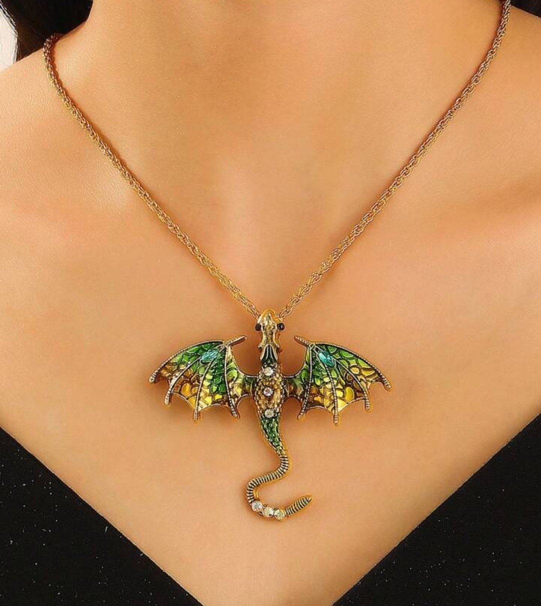 Draken ketting met gratis verzending, Overige materialen, Met strass, Nieuw, Ophalen of Verzenden