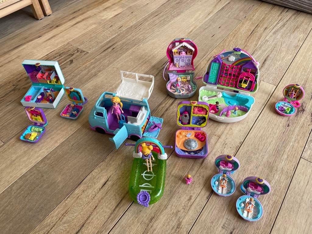Grote Polly Pocket collectie met camper en diverse sets, Kinderen en Baby's, Speelgoed | Overig, Ophalen, Gebruikt, Meisje