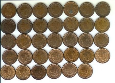 Nederland Set 1 Cent 1948 t/m 1980 compleet, Ophalen of Verzenden, Koningin Juliana, 1 cent, Setje