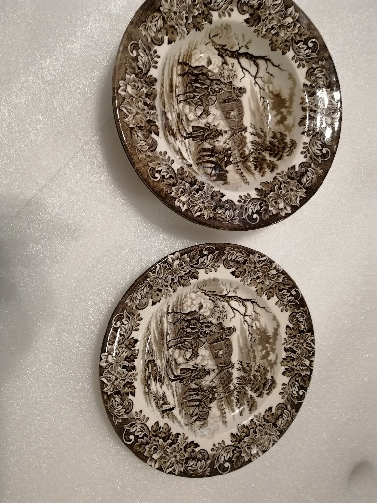 Staffordshire English Ironstone borden, bruin, Antiek en Kunst, Ophalen of Verzenden