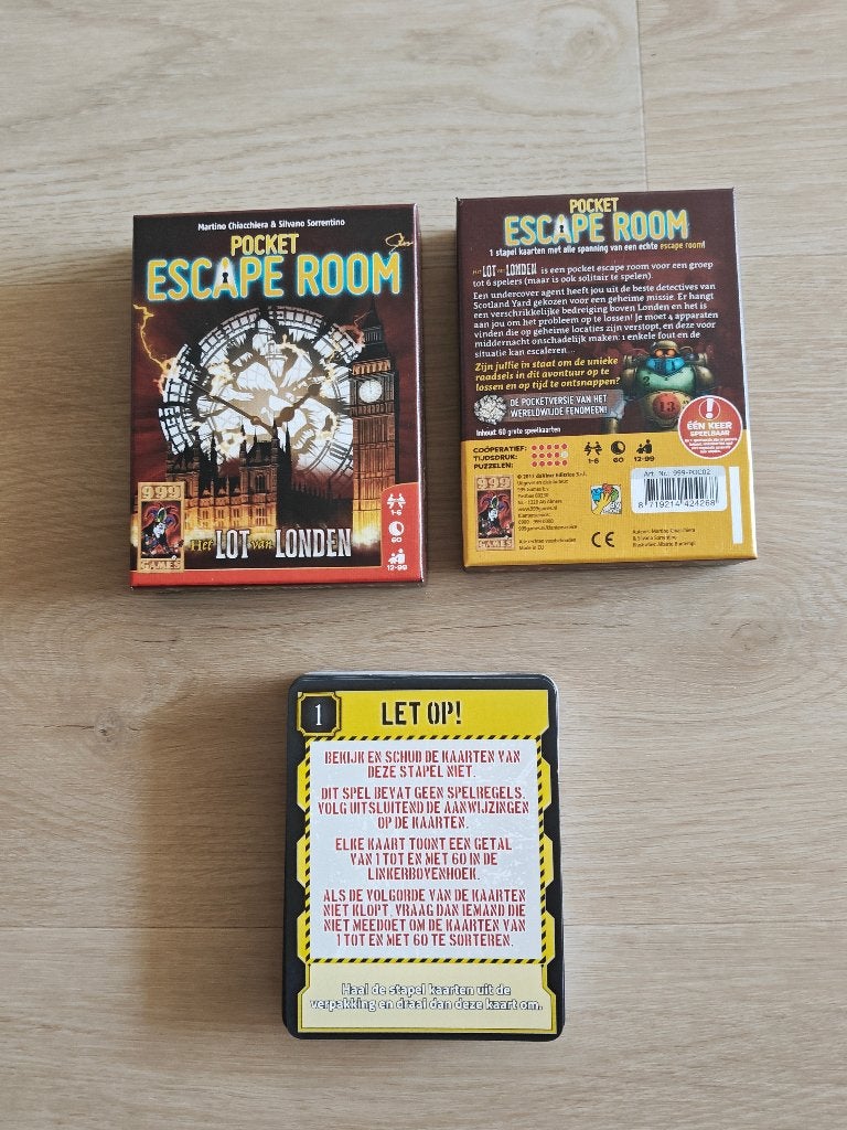 Spel | Pocket Escape Room | Het Lot van Londen, Vijf spelers of meer, Ophalen of Verzenden, Zo goed als nieuw, 999 Games