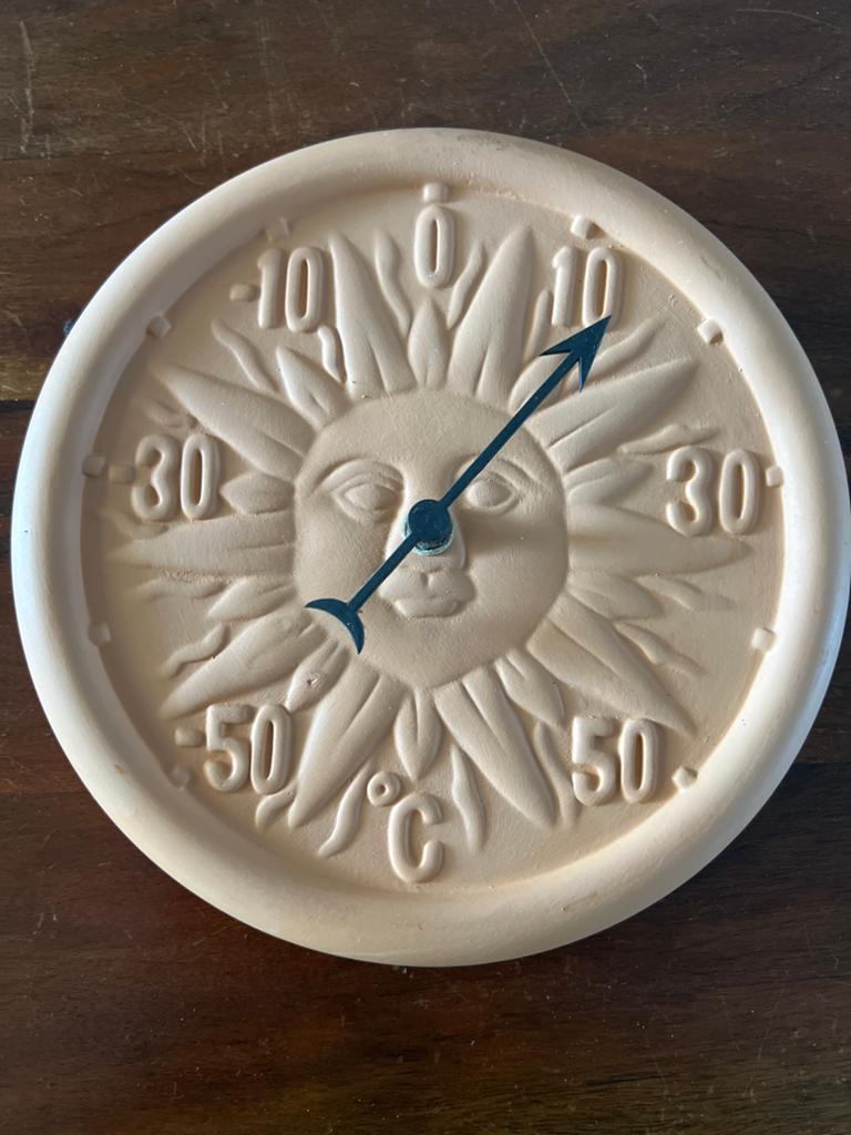 Terracotta Buitenthermometer Zon Design, Ophalen, Zo goed als nieuw
