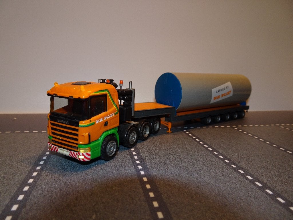 336 herpa scania 4 serie v.d.vlist + buis 4-as 1:87 truck, Ophalen of Verzenden, Zo goed als nieuw, Bus of Vrachtwagen, Herpa