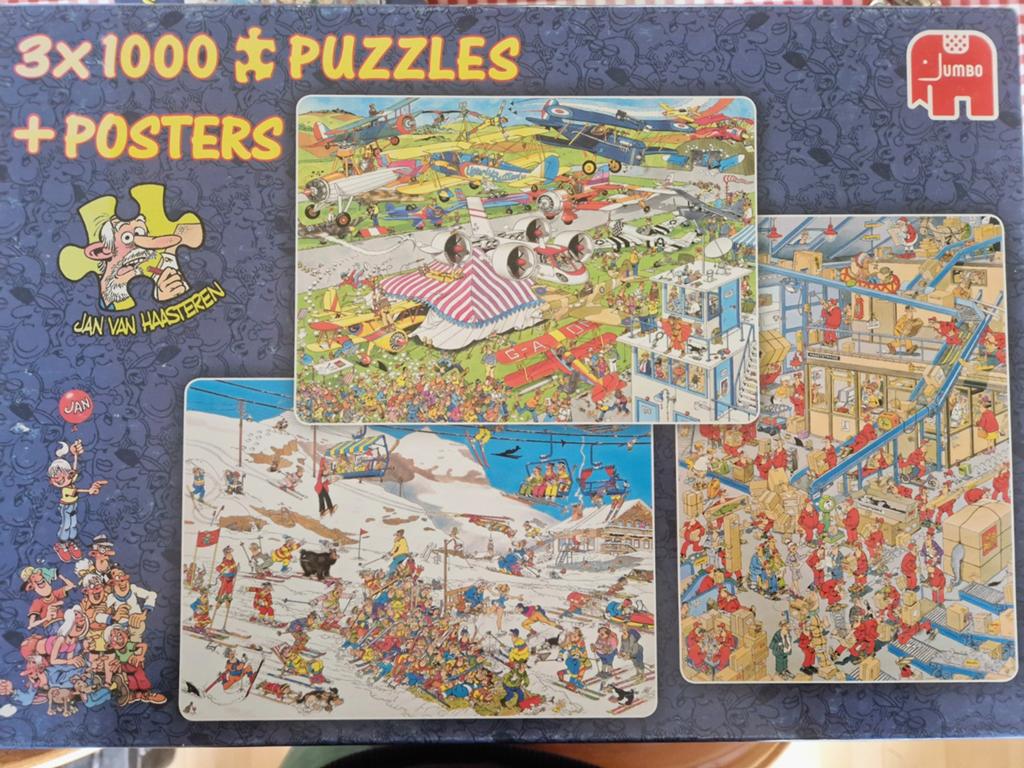 Jan van Haasteren puzzel 3 x1000st, Ophalen of Verzenden, 500 t/m 1500 stukjes, Zo goed als nieuw, Legpuzzel