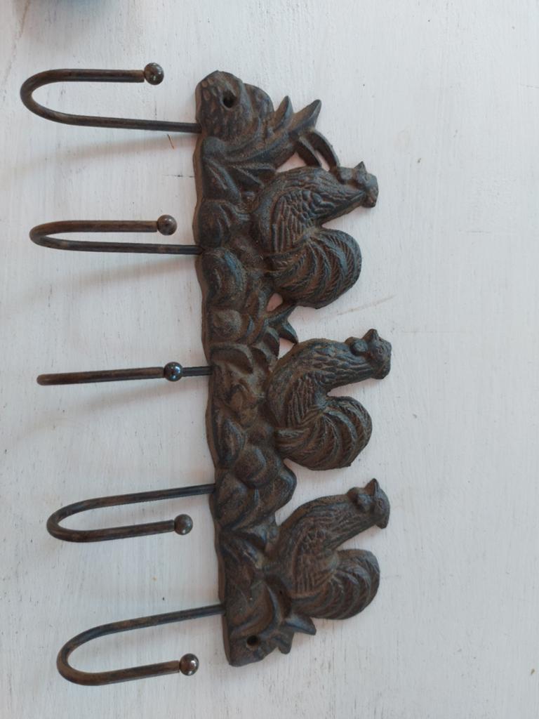 Kapstok gietijzer kippen hanen boerderij dieren pluimvee, Ophalen of Verzenden, Metaal, Wandkapstok, Minder dan 100 cm
