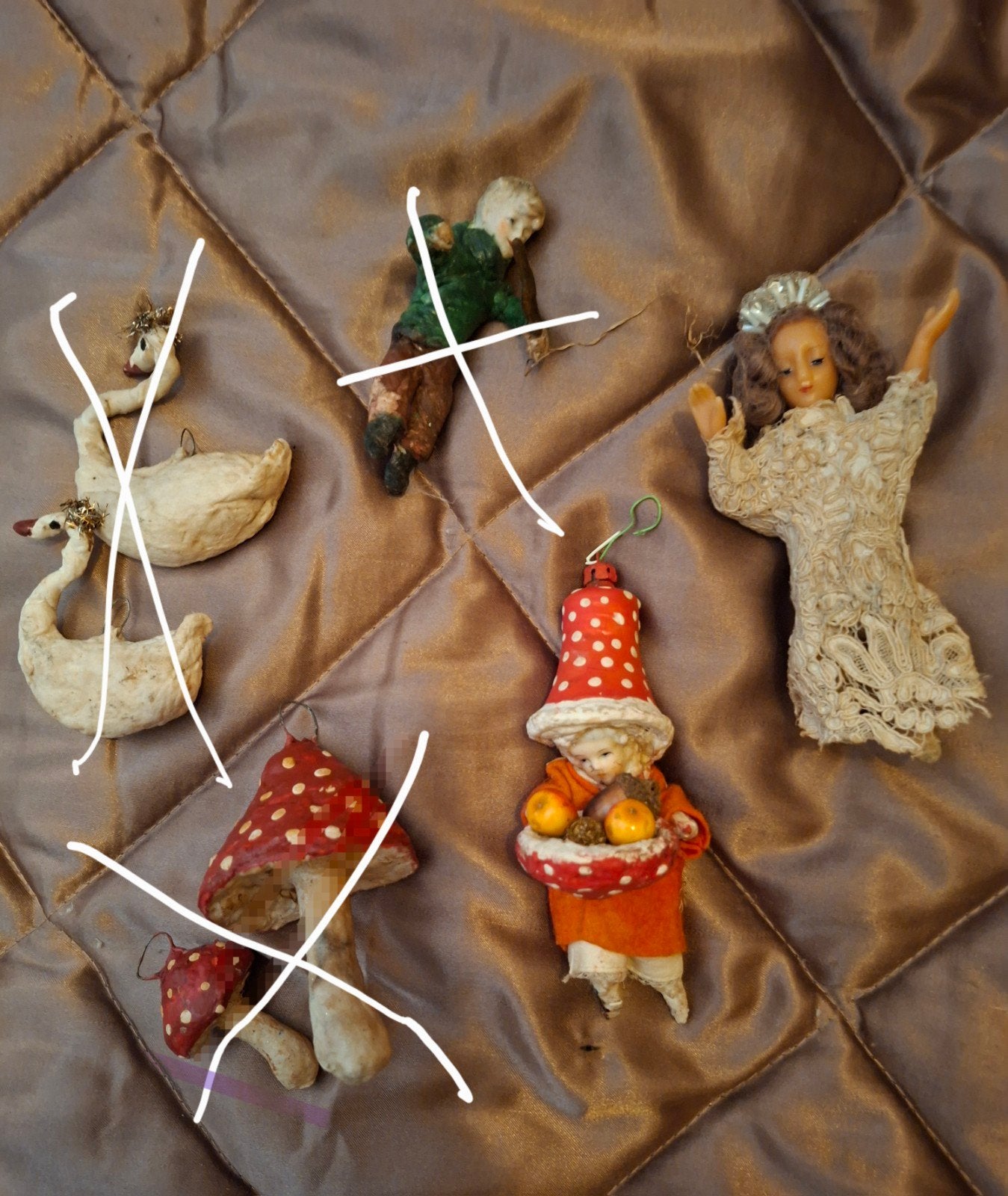 Wattenpopjes en paddestoelen decoratie set, Diversen, Kerst, Ophalen of Verzenden