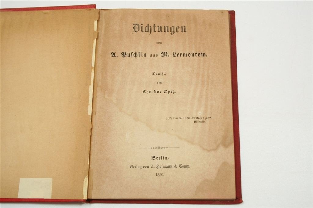 Dichtungen — Puschkin & Lermontow, Berlin 1859, Ophalen of Verzenden