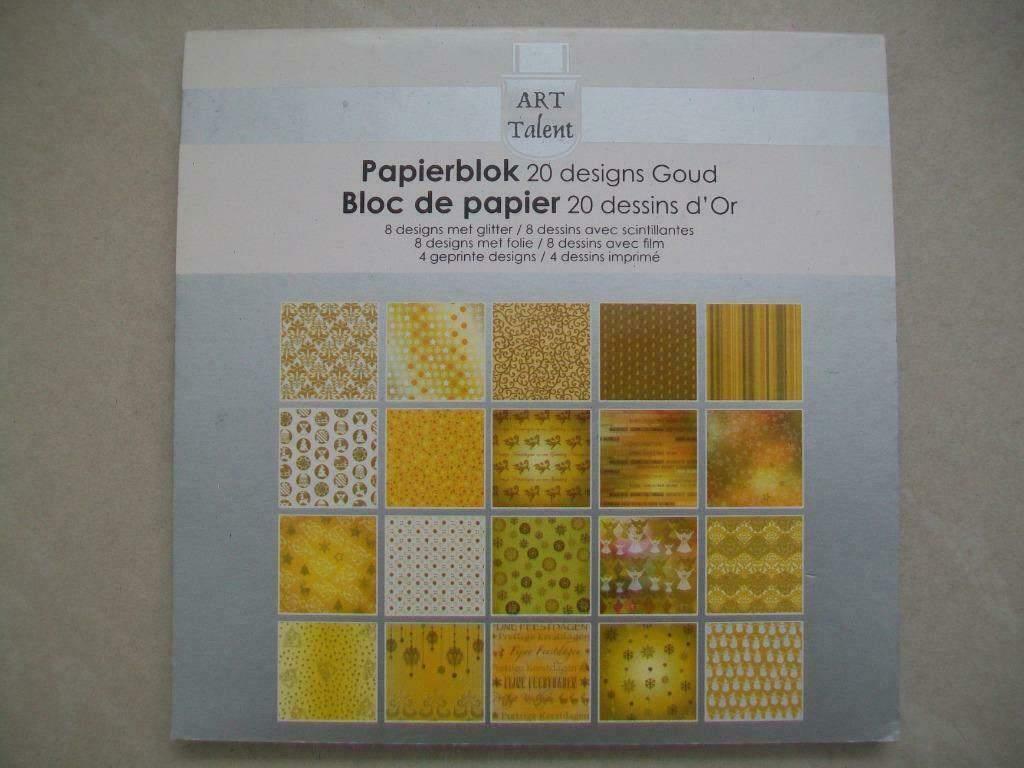 Papierblok - 20 designs Goud glitter folie geprinte designs, Ophalen of Verzenden, Nieuw