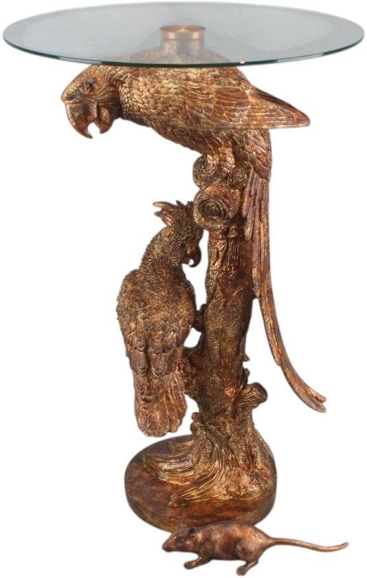 Barok Bijzettafel Papegaaien - Goud Resin 62 cm, Ophalen of Verzenden, Nieuw, Dier