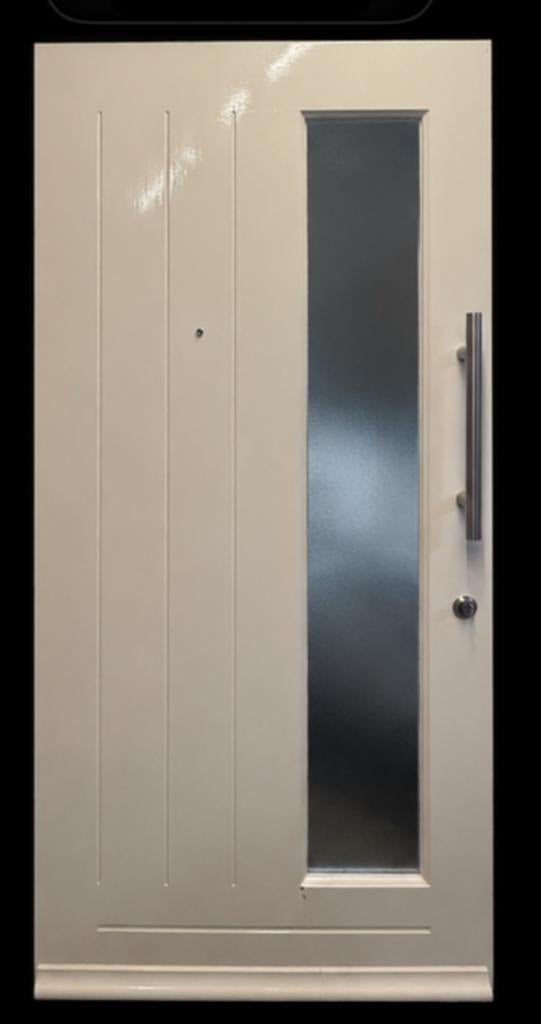 Moderne Buitendeur met Glaspaneel en RVS Handgreep, Doe-het-zelf en Verbouw, Deuren en Horren, 80 tot 100 cm, Ophalen of Verzenden