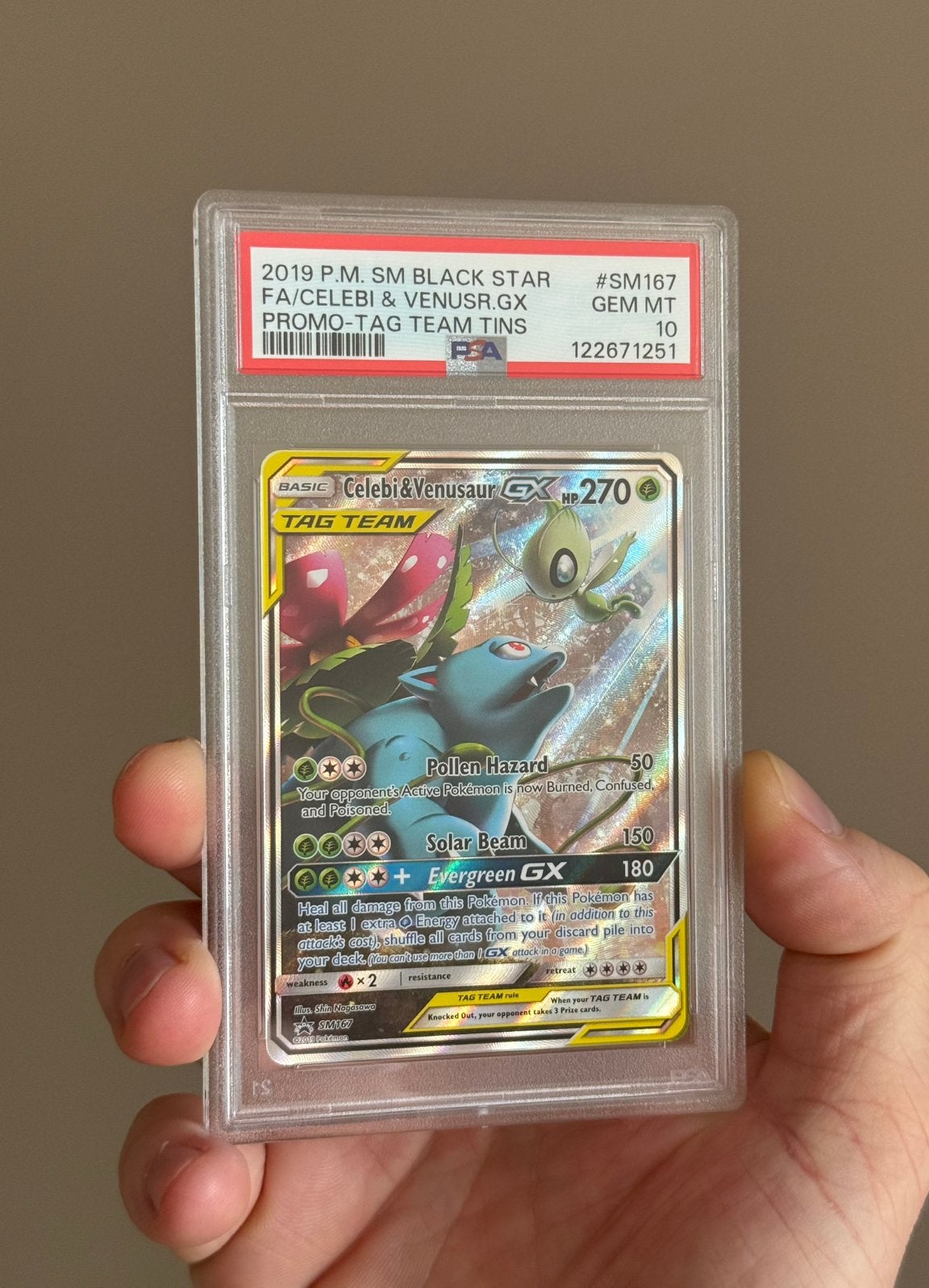 Pokemon celebi venusaur sm167 psa 10 tag team sun & moon ✅✅, Ophalen of Verzenden, Zo goed als nieuw