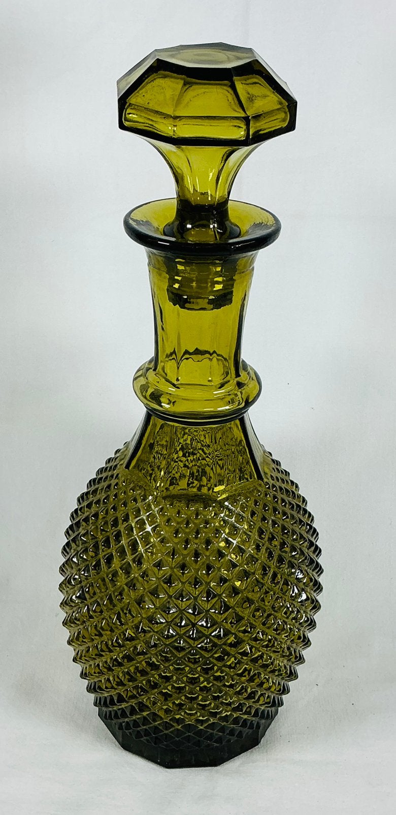Empoli Italië Vintage grote olijfgroen glazen vaas karaf, Verzenden, Huis en Inrichting