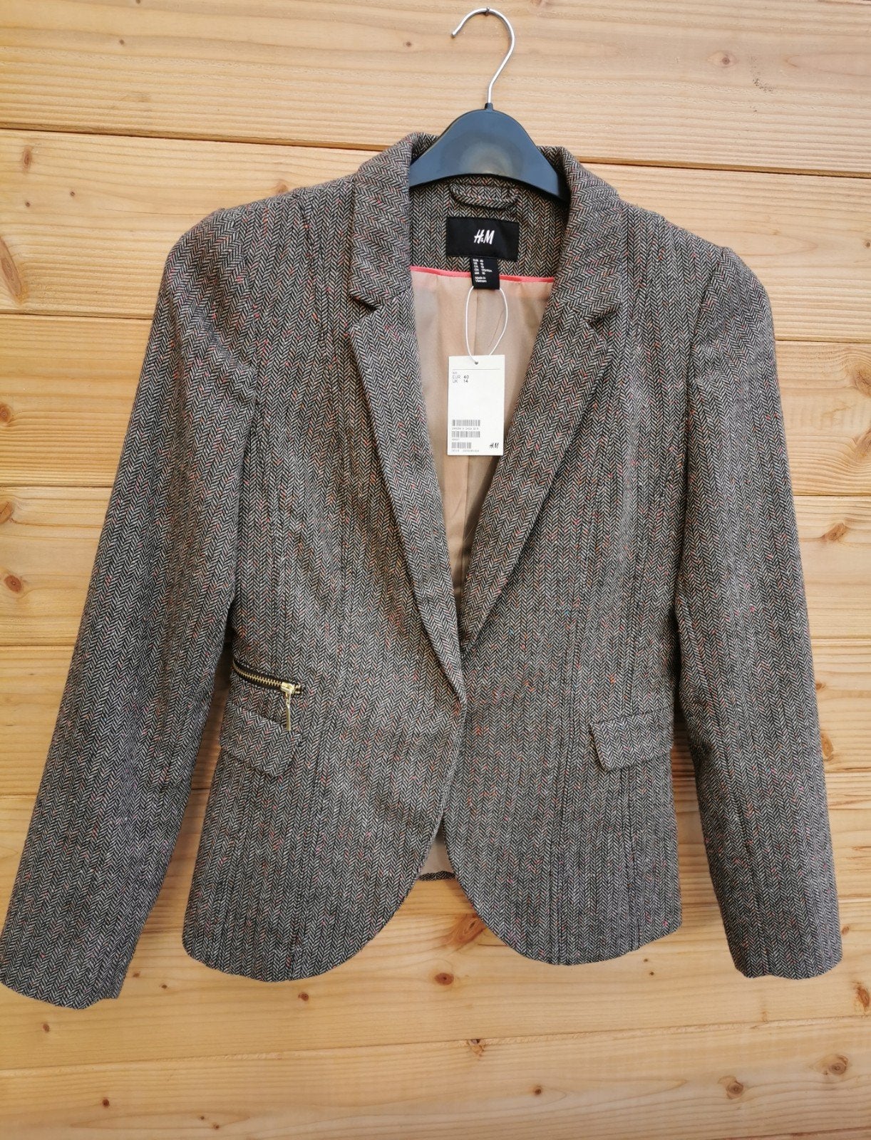 H&M wolmix colbert mt. 40, Maat 38/40 (M), H&M, Nieuw, Jasje