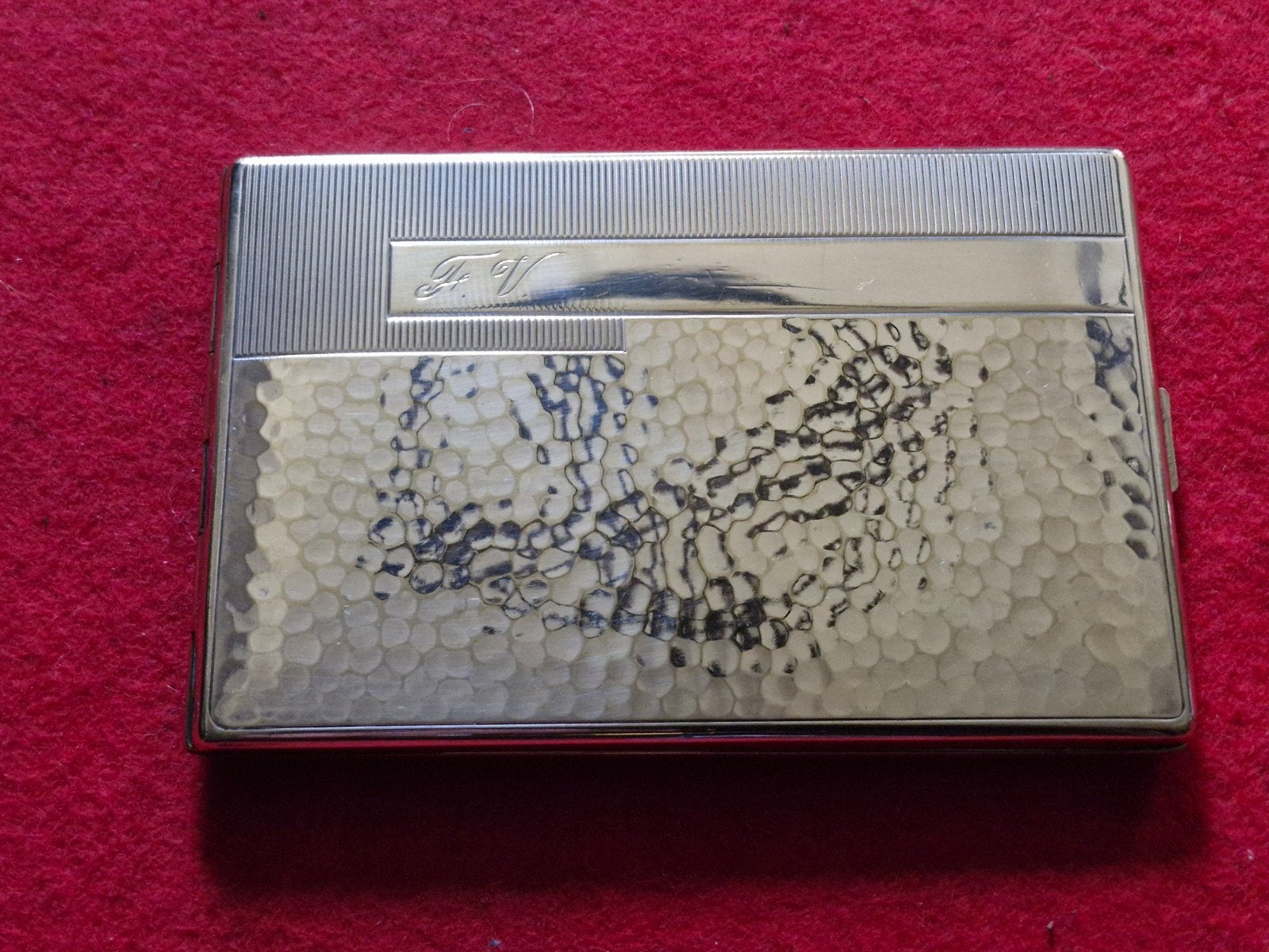 Vintage Alpaca Hoka Art Deco Sigarettenkoker  Initialen FV, Ophalen of Verzenden, Gebruikt