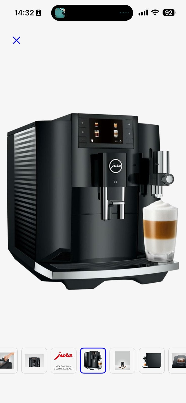 Jura E8 pianoblack ec, Ophalen, Afneembaar waterreservoir, Espresso apparaat, 10 kopjes of meer