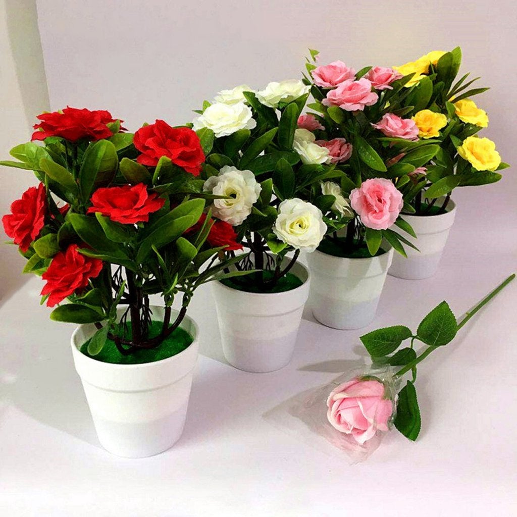 Kunstrozen Met Pot / Kunstroos Kunst Roos Rozen Kunstbloemen, Huis en Inrichting, Verzenden, Nieuw, Kunstbloem, Met pot of vaas
