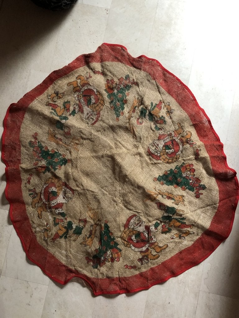V) rond kerstkleed van jute stof, Ophalen of Verzenden, Zo goed als nieuw