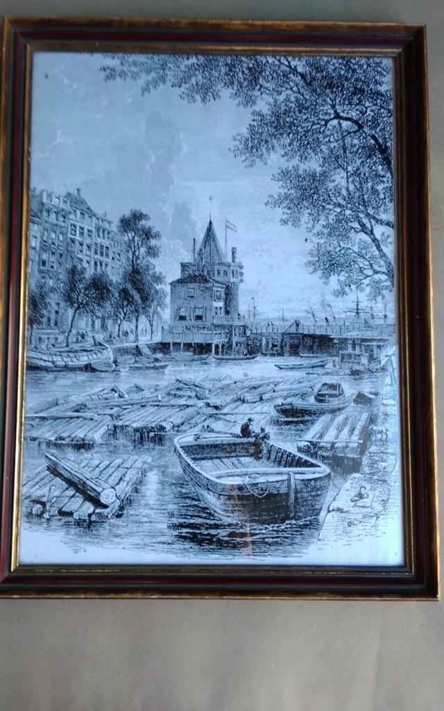 Antiek prent/ gravure  van de Schreierstoren in Amsterdam, Antiek en Kunst, Ophalen of Verzenden