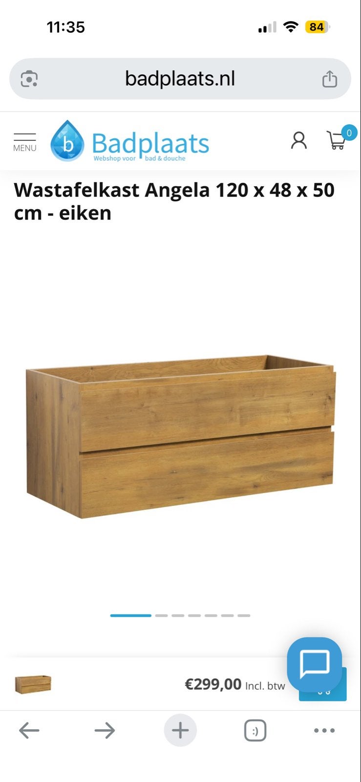 Wastafelonderkast Angela 120cm eiken - Gratis ophalen!, Huis en Inrichting, Ophalen, 100 tot 150 cm, Nieuw, Minder dan 100 cm