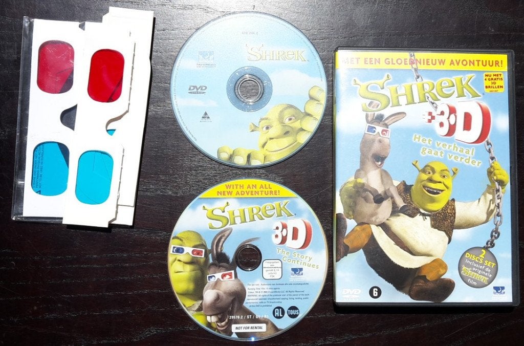DVD - Shrek - Gewone en 3D versie, Animatie, Nederlands, Ophalen of Verzenden, Zo goed als nieuw