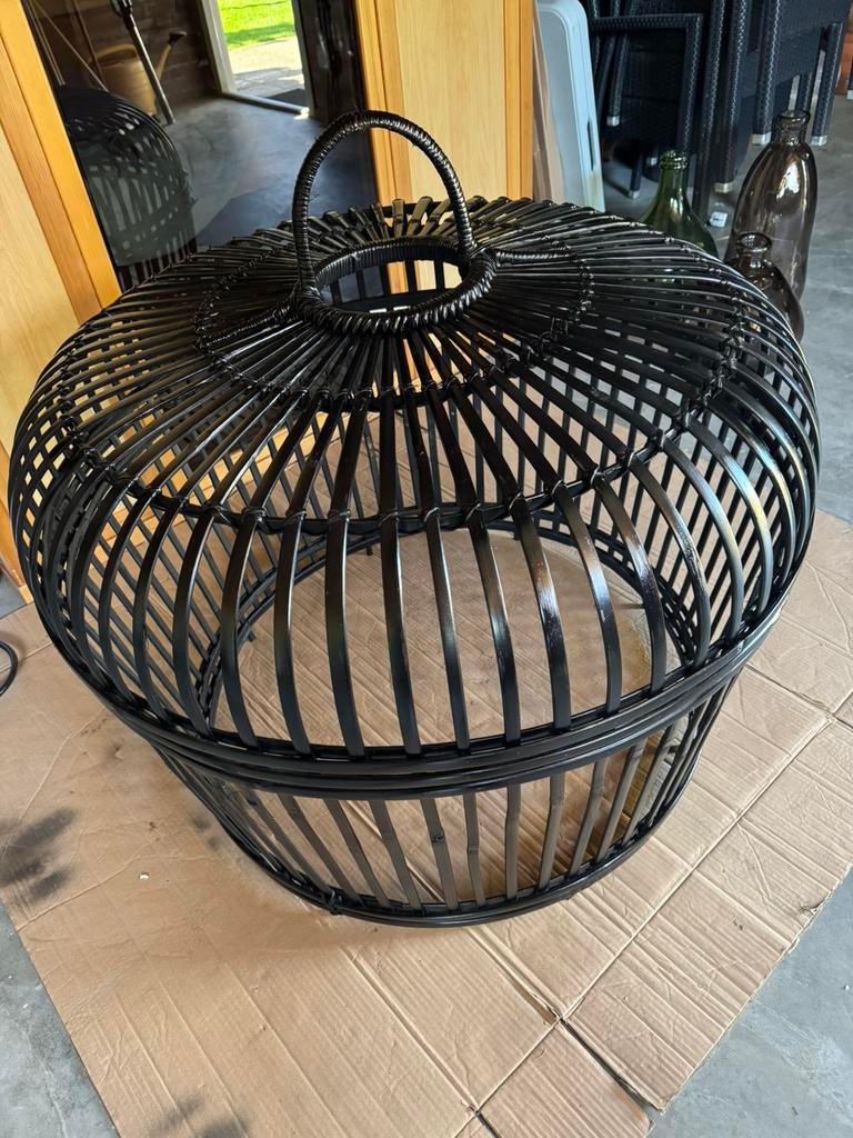 Zeer grote zwarte bamboe lampenkap, Ophalen, Gebruikt, Rond, 50 cm of meer