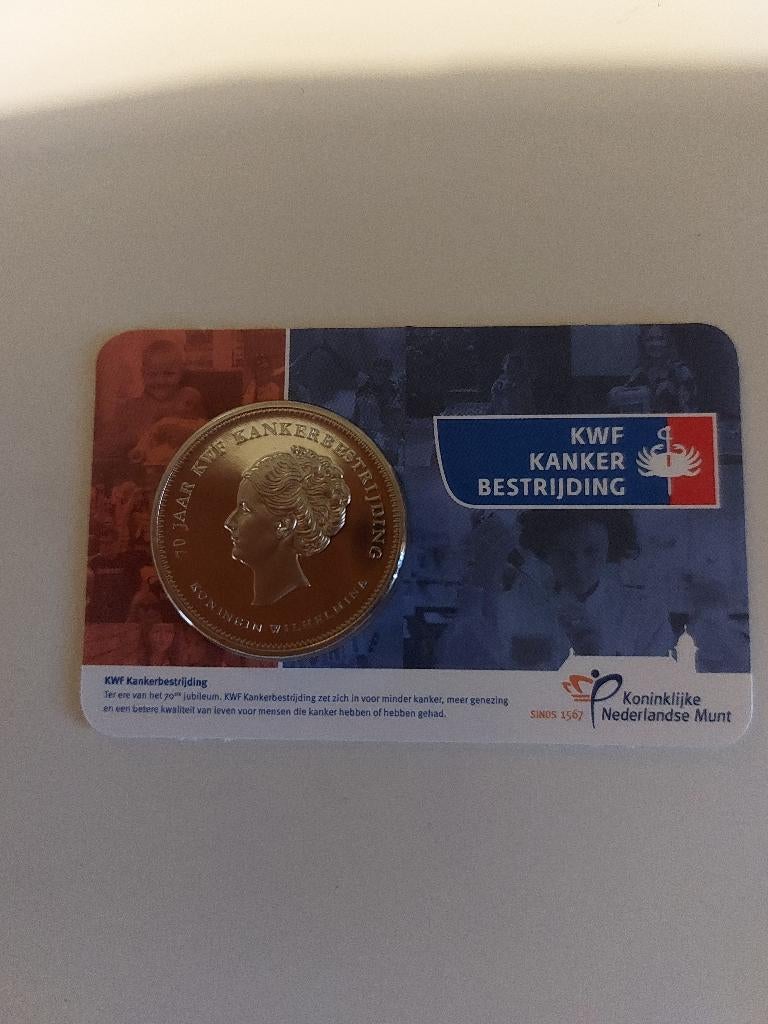 KWF Kankerbestrijding penning in Coincard KNM, Postzegels en Munten, Verzenden, Koningin Beatrix, Euro's