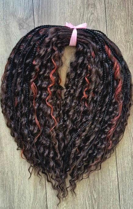 Krullend, Vlechten dreadlocks bruin rood set haarextensies, Ophalen of Verzenden, Nieuw, Pruik of Haarverlenging