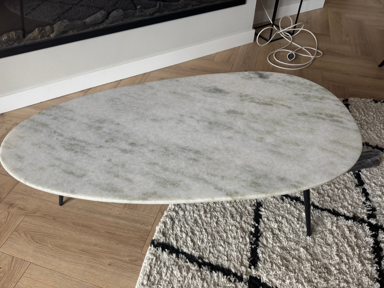 Salontafel wit marmer, Ophalen, 100 tot 150 cm, 50 tot 100 cm, Zo goed als nieuw